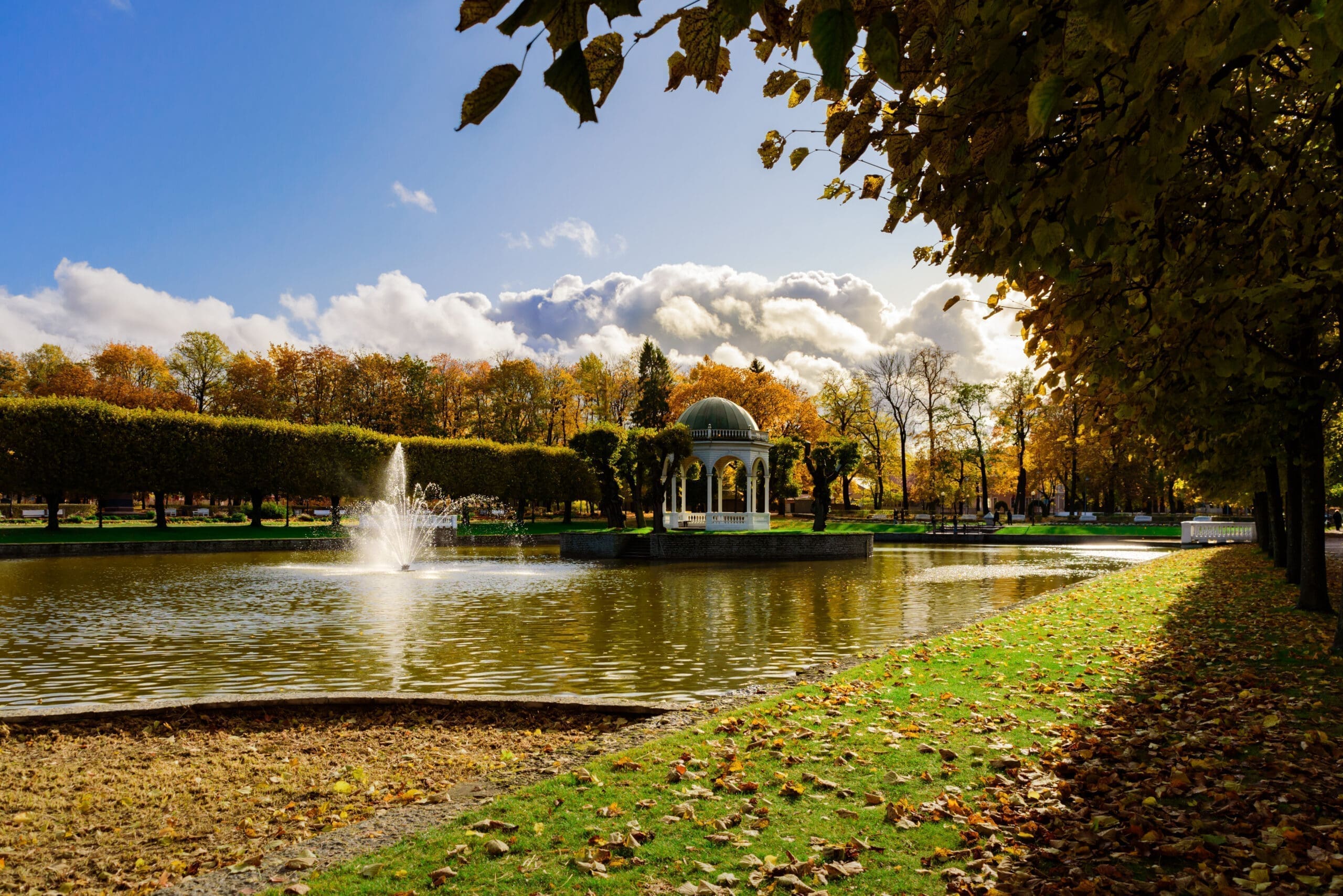 Swan pond in Kadriorg park, Tallinn, Estonia